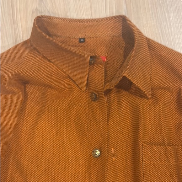 Burnt Orange Textured Button-Up Shirt - Picture 4 of 9